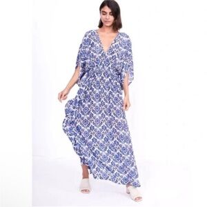 Anthropologie Blue and White Maxi Dress